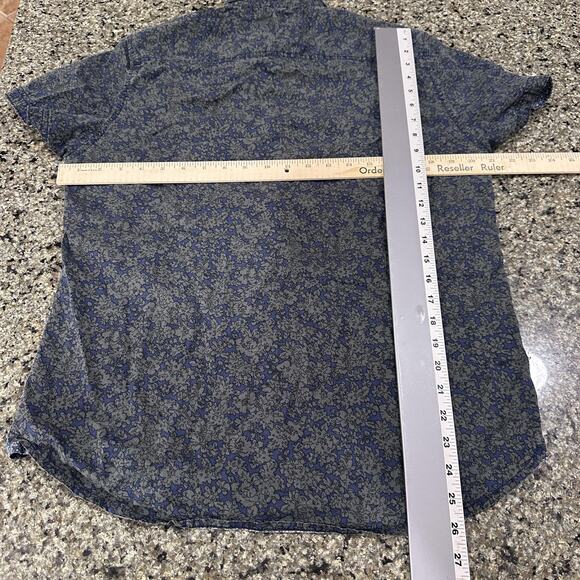 paperdenim&cloth Shirt Mens L Blue Floral Short Sleeve Button Down Slim Fit HOLE - Picture 4 of 7